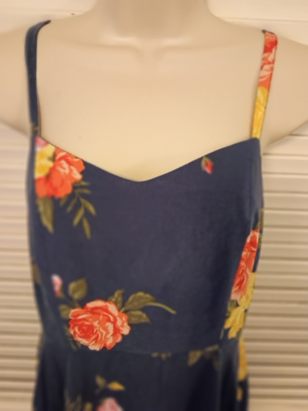 Old Navy Navy Floral Fit-and-Flare Mini Dress - Picture 3 of 6